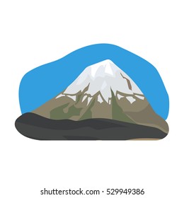 Popocatepetl icon in cartoon style isolated on white background. Mexico country symbol stock vector illustration.