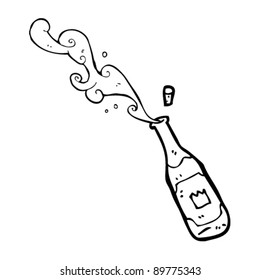popped champagne spraying cartoon