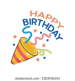 Popper Confetti doodle filled vector outline Sticker. EPS 10 file
