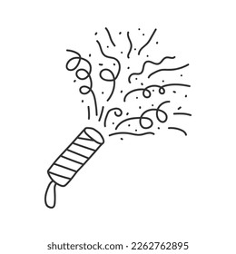  popper confetti. confetti isolated, explosion, fireworks, holiday. vector drawing. hand drawn style. Doodle style