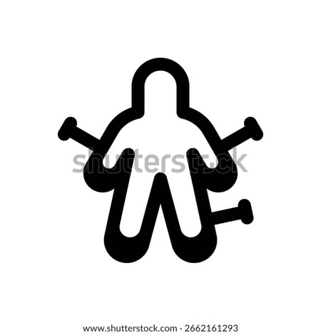 Poppet doll. Outlined stroke vector icon with black-filled details.