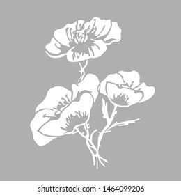 Poppies Bouquet. Hand Drawn Vector Illustration.