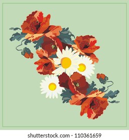 poppies and daisy