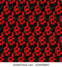 POPPIES field seamless vector pattern