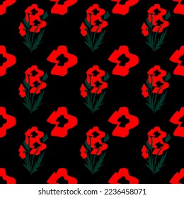 POPPIES field seamless vector pattern