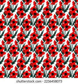 POPPIES field seamless vector pattern