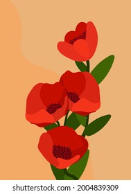 poppies flower background.Eps 10 vector.