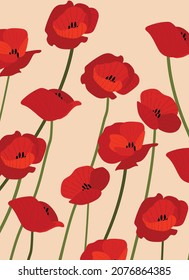 Poppies flower background.Eps 10 vector.