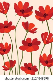 Poppies flower background.Eps 10 vector.