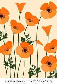 Poppies flower background.Eps 10 vector.