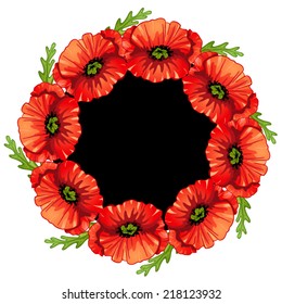 Poppies flower frame