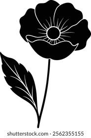 poppies flower silhouette vector white background