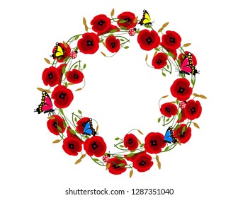 Poppies flowers frame