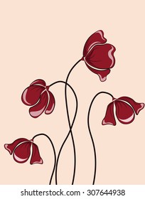 Poppies flowers. Vector