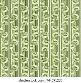 Poppies flowers vector hand drawn abstract seamless pattern. Wallpaper design