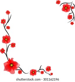 Poppies frame, isolated on white