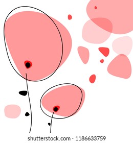 poppies isolated vector background