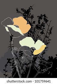Poppies on Brown