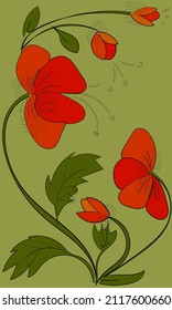 poppies on a green background