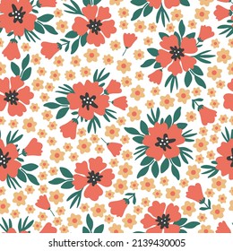 Poppies seamless pattern. Flowers background for fabric, wallpaper, wrapping paper, scrapbooking layout