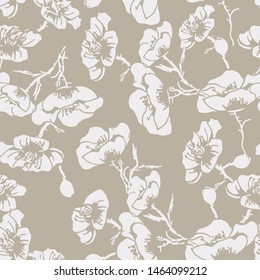 Poppies Seamless Pattern. Hand Drawn Vector Illustration.