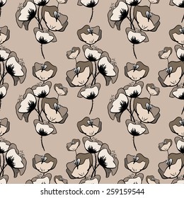 Poppies Seamless Pattern. Vector Illustration