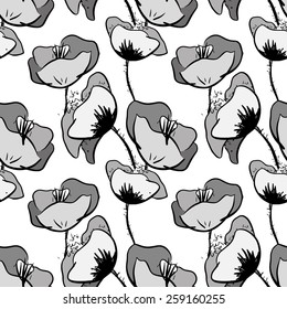Poppies Seamless Pattern. Vector Illustration
