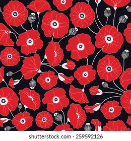 Poppies Seamless Pattern. Vector Illustration