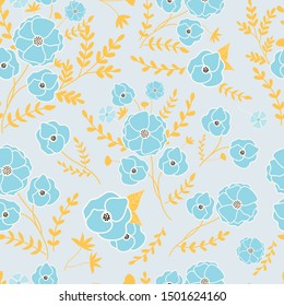 Poppies seamless repeat pattern for textile, decor, background, pillows, curtains.