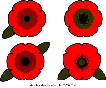 Poppies set, vector.