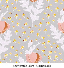 Los cachorros se despojaron de un patrón sin fisuras. Resumen de patrones sin fisuras de amapola para el diseño textil. Patrón vectorial sin fisuras florales. Patrón gráfico moderno. Fondo de la ilustración del vector. Impresión de diseño de vectores