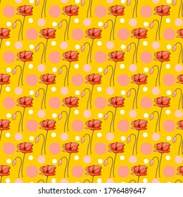 Los cachorros se despojaron de un patrón sin fisuras. Resumen de patrones sin fisuras de amapola para el diseño textil. Patrón vectorial sin fisuras florales. Patrón gráfico moderno. Fondo de la ilustración del vector. Impresión de diseño de vectores
