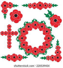Poppies Vector Clip Art Set.
