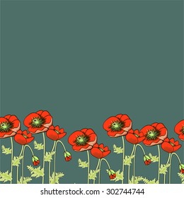 poppies vector illustration  hand drawn Easily editable vector image