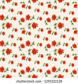 
poppies wild flowers seamless pattern