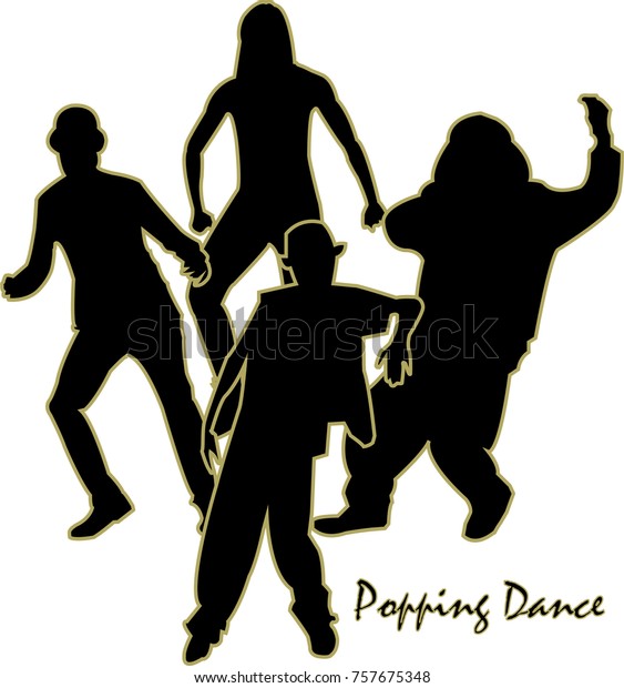 Popping Dance People Silhouette Stock Vector Royalty Free 757675348