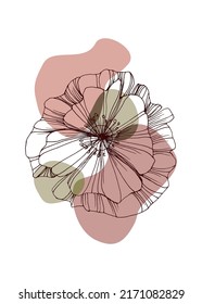 Poppy Abstract Hand Painted Illustrations for Wall Decoration, Postcard, Social Media Banner, Brochure Cover Design Background. Modern Abstract Painting Artwork. Vector Pattern