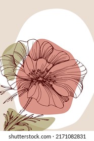Poppy Abstract Hand Painted Illustrations for Wall Decoration, Postcard, Social Media Banner, Brochure Cover Design Background. Modern Abstract Painting Artwork. Vector Pattern