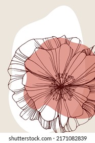 Poppy Abstract Hand Painted Illustrations for Wall Decoration, Postcard, Social Media Banner, Brochure Cover Design Background. Modern Abstract Painting Artwork. Vector Pattern
