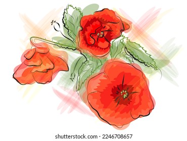 poppy abstract vector illustration isolated on white background