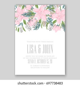 Poppy and anemone, peony wedding invitation template card