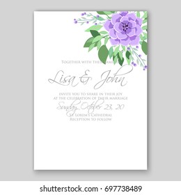 Poppy and anemone, peony wedding invitation template card
