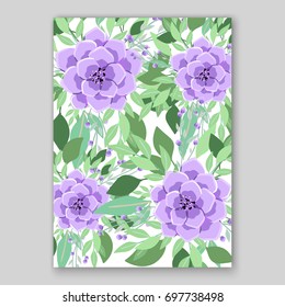 Poppy and anemone, peony wedding invitation template card