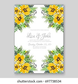 Poppy and anemone, peony wedding invitation template card