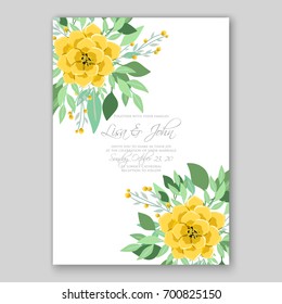 Poppy and anemone, peony wedding invitation template card