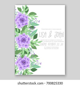 Poppy and anemone, peony wedding invitation template card