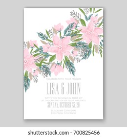 Poppy and anemone, peony wedding invitation template card