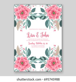 Poppy and anemone wedding invitation template card