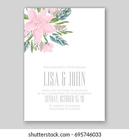 Poppy and anemone wedding invitation template card