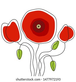 Poppy - Poppy Appeal. Modern Paper Design Isolated On White. Decorative Vector Flower